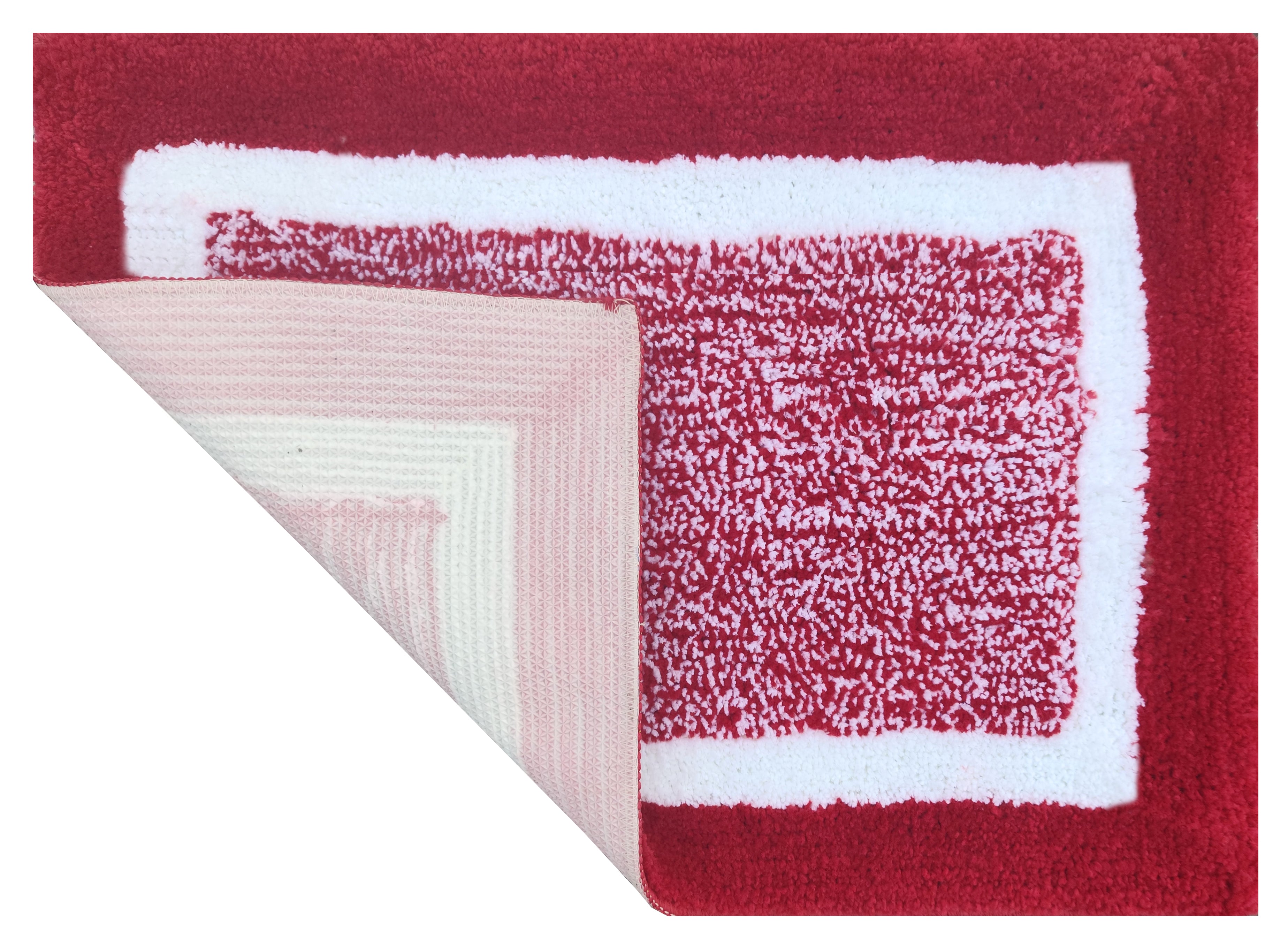 Set of two microfiber heavy bathmats from IR Home Furnishing, soft and absorbent bathroom carpets with textured surface.