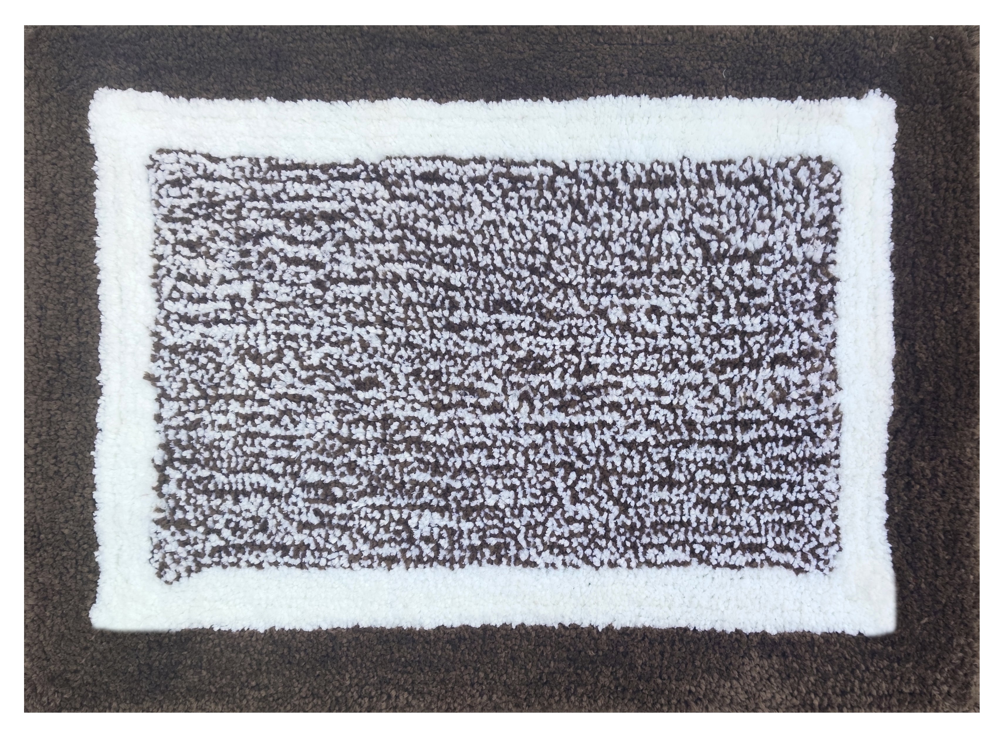 Two microfiber heavy bathmats in a 2-piece set by IR Home Furnishing, soft and absorbent bathroom carpets on a tiled floor