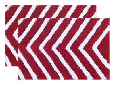 Set of two microfiber arrow-patterned bathmats by IR Home Furnishing, soft floor rugs for bathroom decor.