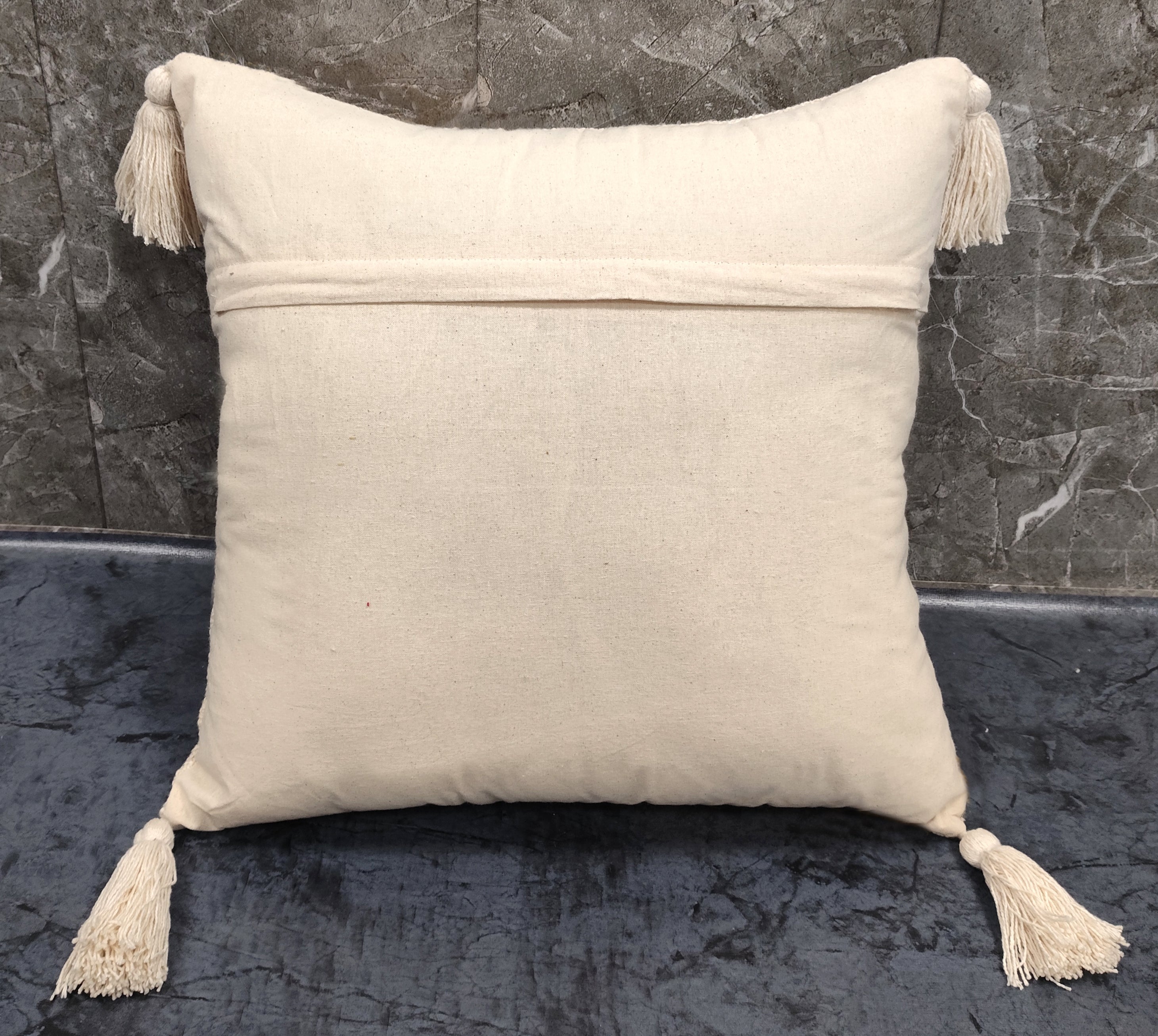 Set of three flower-printed tufted cotton cushions with feathers, by IR Home Furnishing, perfect for sofa or bed decor.