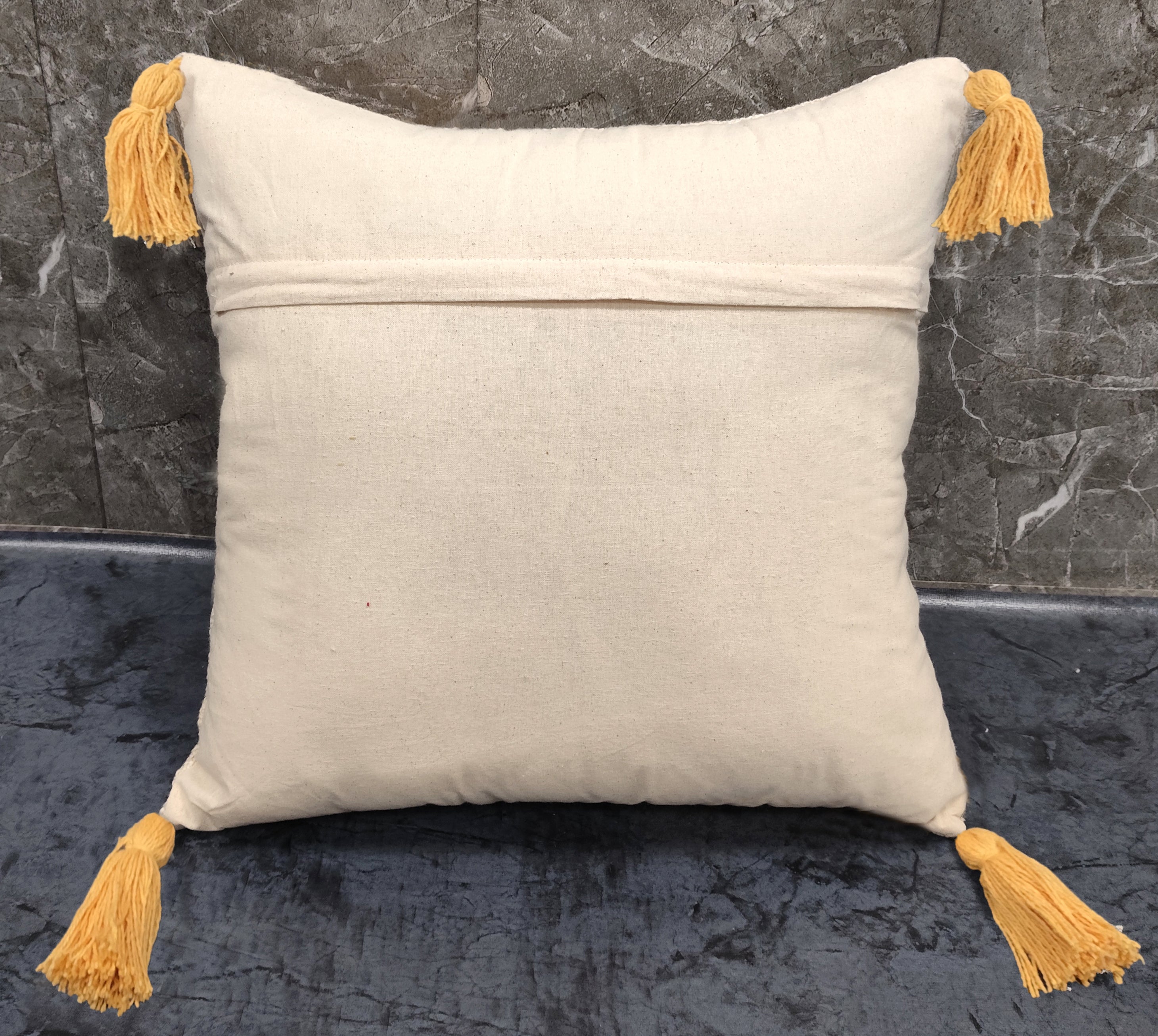 Two flower tufted cotton cushions from IR Home Furnishing, latex pillows, in a set, featuring decorative floral tufted designs.