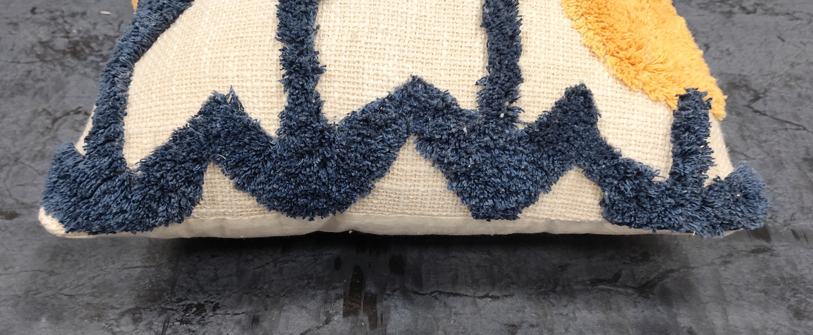 Two flower-patterned cotton slub tufted cushions from IR Home Furnishing, perfect as seat or decorative cushions.