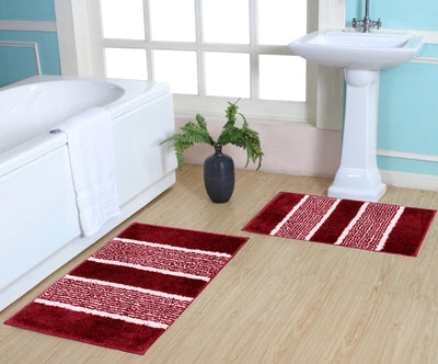 Set of two microfiber soft bathmats from IR Home Furnishing, plush and absorbent doormats for bathroom or kitchen use.