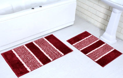 Set of two microfiber soft bathmats from IR Home Furnishing, plush and absorbent doormats for bathroom or entryways.