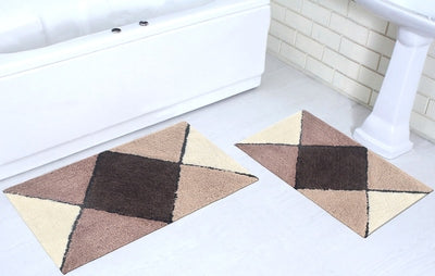 Set of two microfiber tufted bathmats with fur rug texture by IR Home Furnishing, designed for bathroom comfort and style.