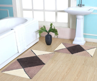 Set of two microfiber tufted bathmats with fur rug texture from IR Home Furnishing, ideal for bathroom decor and comfort.