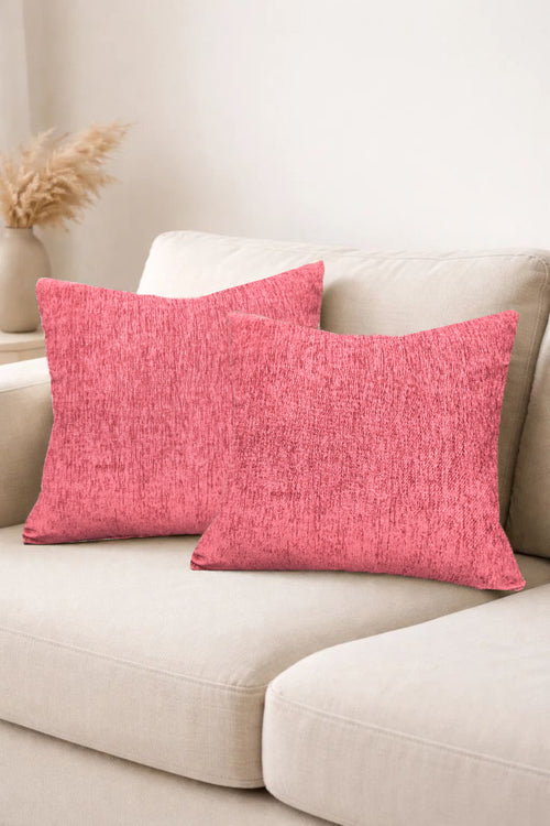 Set of two chenille woven cushion covers by IR Home Furnishing, featuring soft texture and stylish design for home decor.
