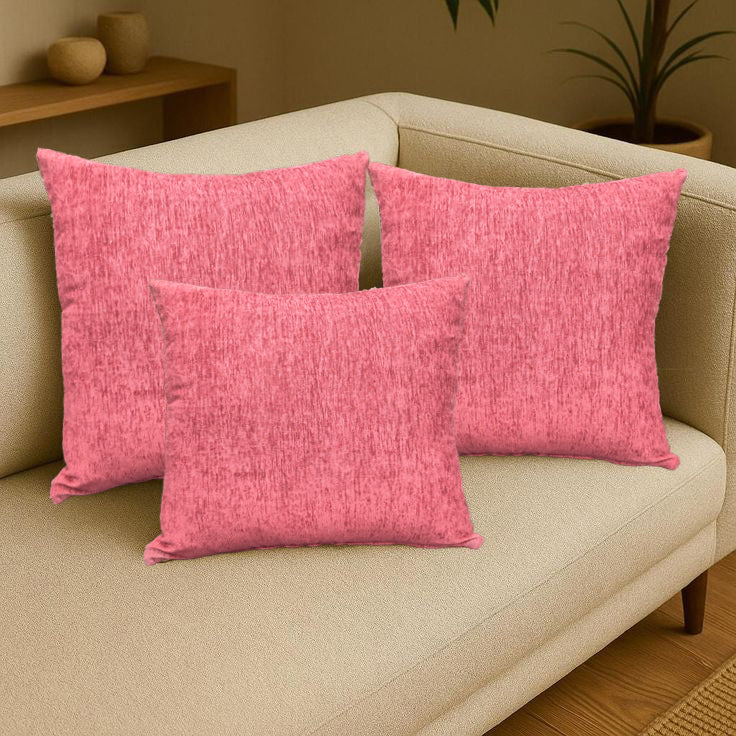 Set of three chenille woven cushions and wedge pillow from IR Home Furnishing, featuring soft textured fabric for comfortable decor.