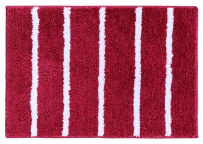 Set of two microfiber stripe bathmats from IR Home Furnishing, soft, absorbent bathroom rugs with blue and white stripes.