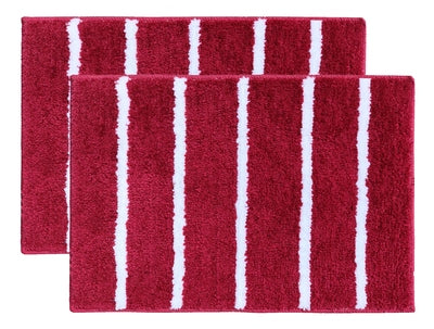 Set of two microfiber stripe bathmats from IR Home Furnishing, featuring soft absorbent material and modern striped design.