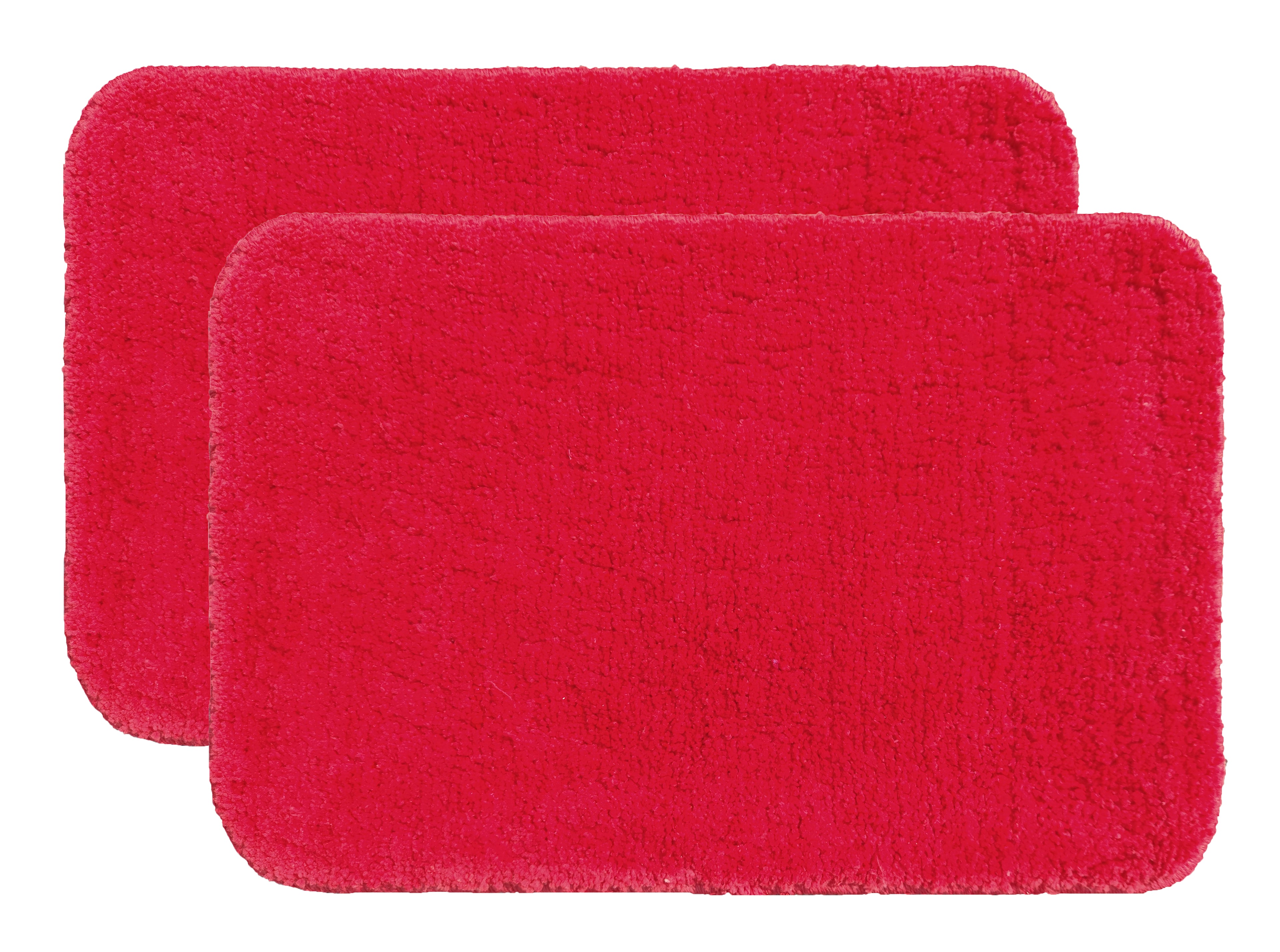 Set of two IR Home Furnishing microfiber solid bathmats in neutral colors, soft and absorbent for bathroom comfort.